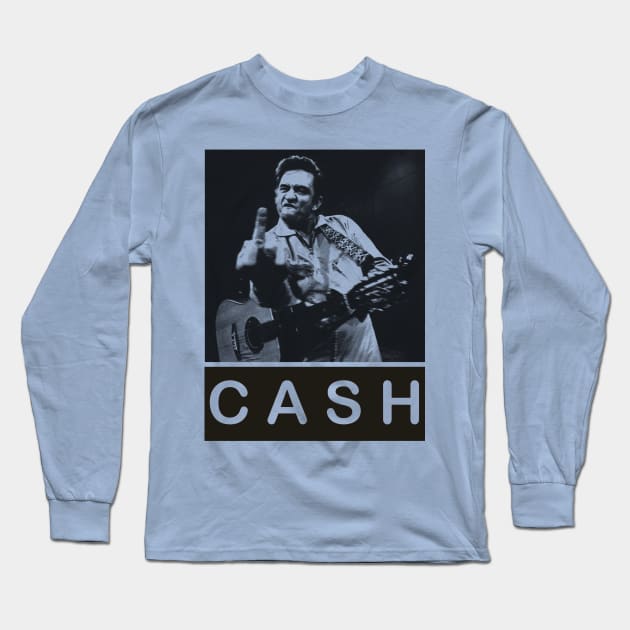 Cool Johnny Cash - Pencil Drawing Style Long Sleeve T-Shirt by Unfluid